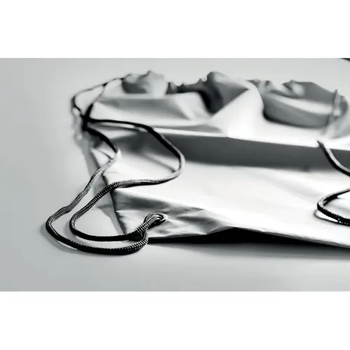 Sacca in poliestere bianca riflettente con chiusura a coulisse 30x40cm