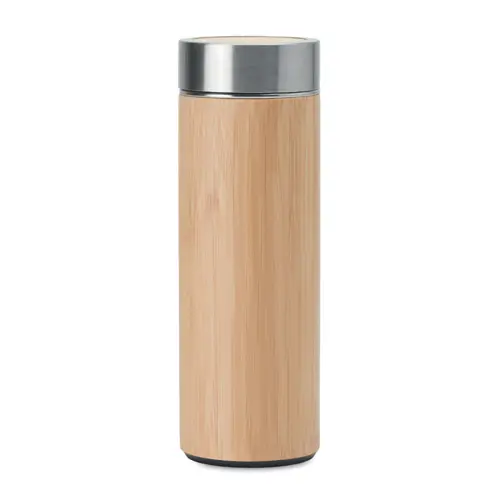 Borraccia da 400ml a doppio strato inox rivestito in bambù con infusore