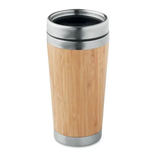 Thermos doppio strato con tappo in plastica e finiture in bambù 400ml
