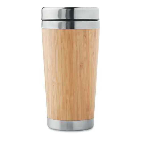 Thermos doppio strato con tappo in plastica e finiture in bambù 400ml
