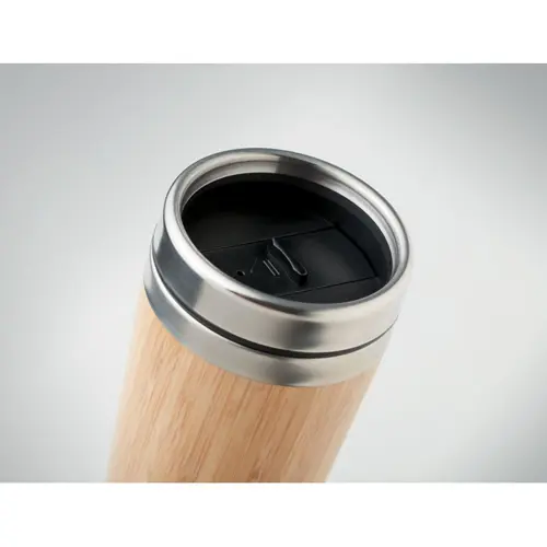 Thermos doppio strato con tappo in plastica e finiture in bambù 400ml