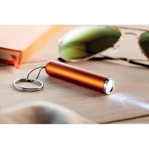 Torcia a LED in plastica con anello portachiavi e illuminazione del logo