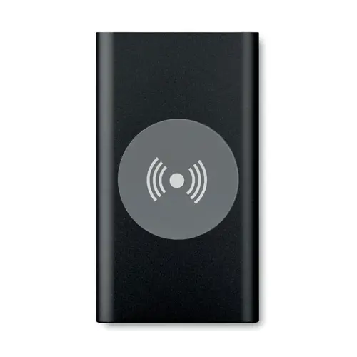 Power bank in alluminio piccolo e piatto con ricarica wireless e conettore USB-C da 4000mAh