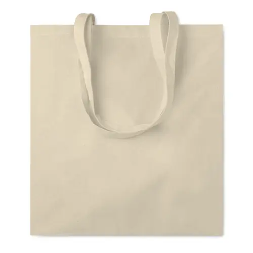Shopper in cotone a soffietto con manici lunghi in colore naturale da 140gr 38X9X42cm
