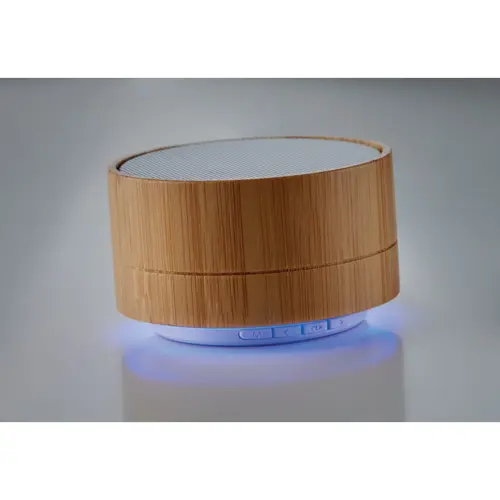 Cassa Wireless Bluetooth 4.2 in ABS con rivestimento in bambù e luce LED