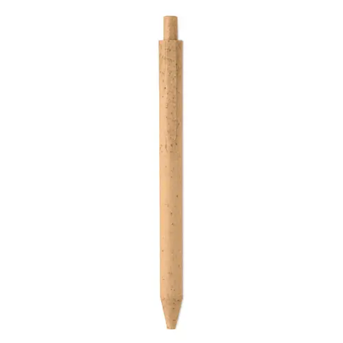 Penna a sfera in paglia di grano e ABS con meccanismo a scatto e refill blu