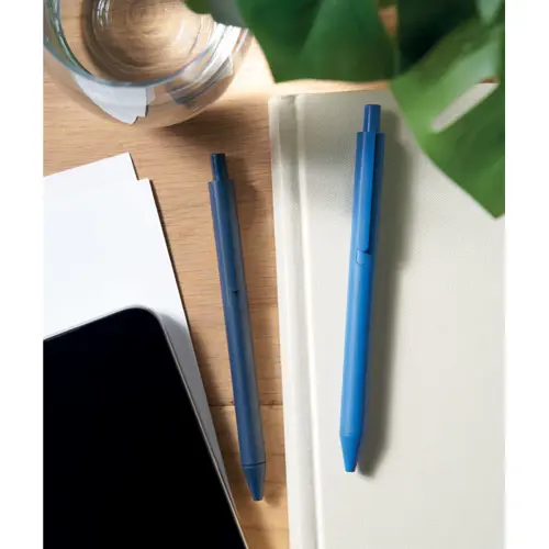 Penna a sfera in paglia di grano e ABS con meccanismo a scatto e refill blu