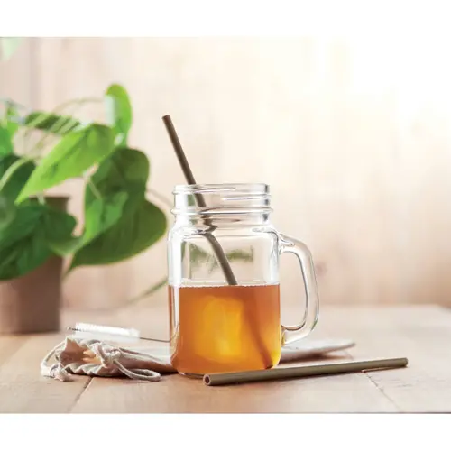 Cannucce riutilizzabili in bambù con spazzola di pulizia in acciaio inox e nylon