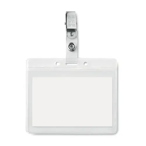 Porta badge in PVC con clip in metallo 95x80mm