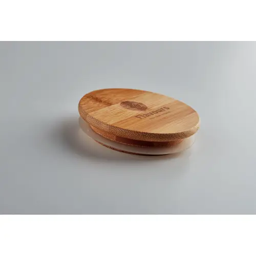 Bicchiere in vetro borosilicato e tappo in bambù 450ml