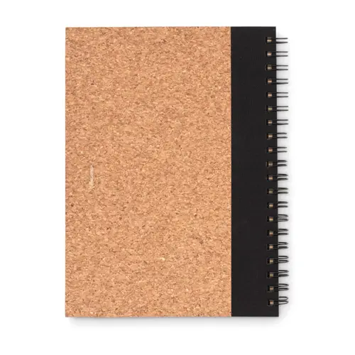 Block notes B6 in sughero con fogli a righe e penna a sfera ecologica in refill nero