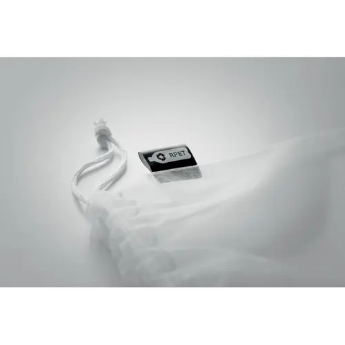 Sacca a rete in RPET trasparente con chiusura a coulisse 30x40cm