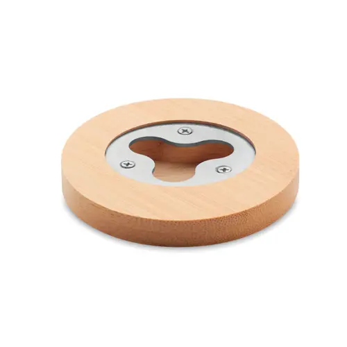 Apribottiglie e sottobicchiere rotondo in bambù