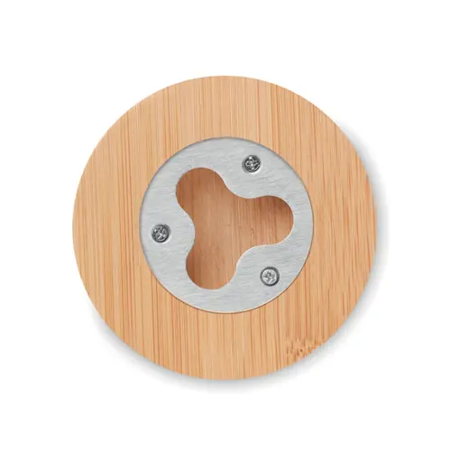 Apribottiglie e sottobicchiere rotondo in bambù