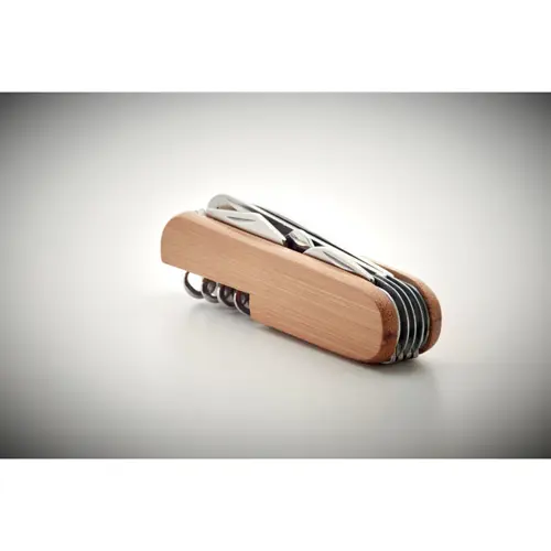 Coltellino tascabile multifunzione in acciaio inox e bambù