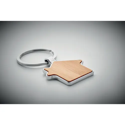 Portachiavi in lega di zinco e bambù a forma di casa