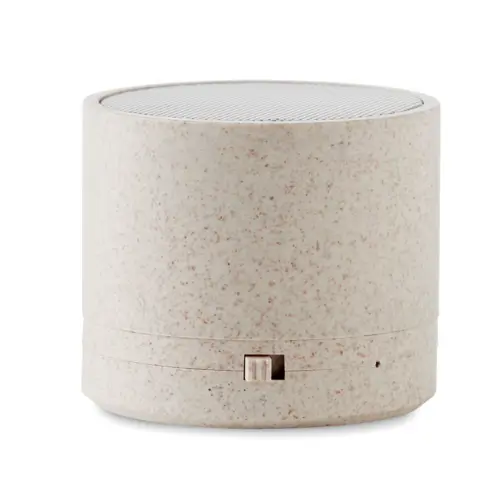 Cassa Wireless 5.0 in paglia di grano e ABS con finiture gommate e indicatore LED