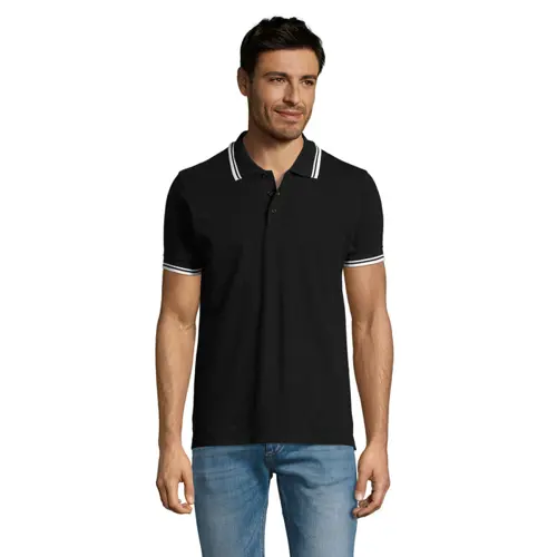 Maglietta polo da uomo colori assortiti a maniche corte taglio aderente 100% cotone pettinato 200g