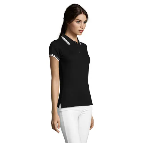 Maglietta polo da donna colori assortiti a maniche corte taglio aderente 100% cotone pettinato 200g