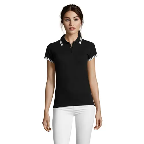 Maglietta polo da donna colori assortiti a maniche corte taglio aderente 100% cotone pettinato 200g