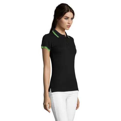 Maglietta polo da donna colori assortiti a maniche corte taglio aderente 100% cotone pettinato 200g