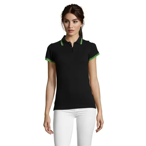 Maglietta polo da donna colori assortiti a maniche corte taglio aderente 100% cotone pettinato 200g
