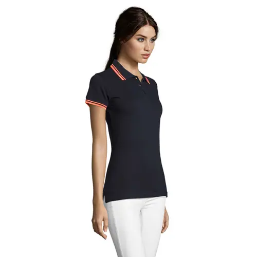 Maglietta polo da donna colori assortiti a maniche corte taglio aderente 100% cotone pettinato 200g