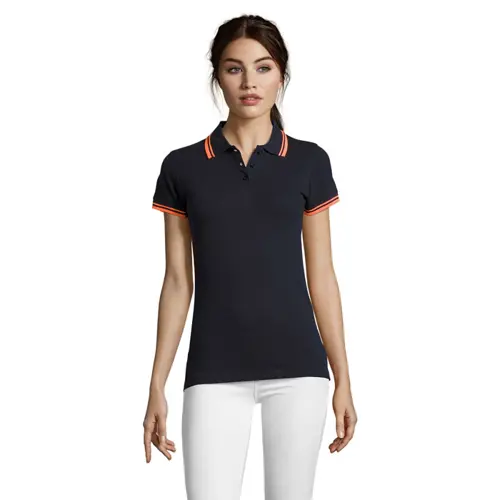 Maglietta polo da donna colori assortiti a maniche corte taglio aderente 100% cotone pettinato 200g