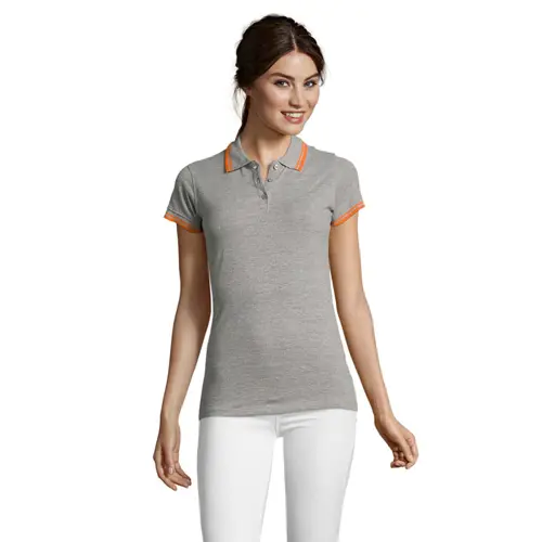 Maglietta polo da donna colori assortiti a maniche corte taglio aderente 100% cotone pettinato 200g