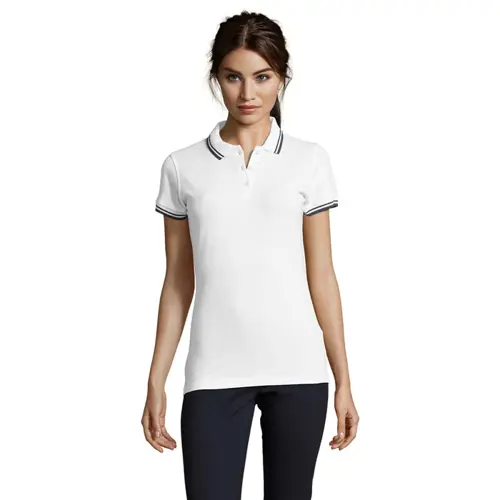 Maglietta polo da donna colori assortiti a maniche corte taglio aderente 100% cotone pettinato 200g