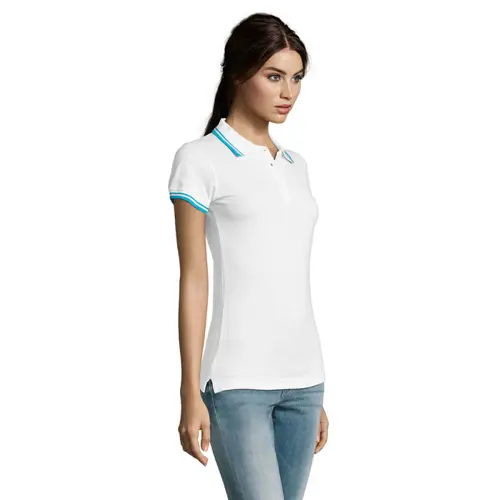 Maglietta polo da donna colori assortiti a maniche corte taglio aderente 100% cotone pettinato 200g