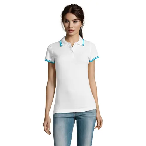 Maglietta polo da donna colori assortiti a maniche corte taglio aderente 100% cotone pettinato 200g