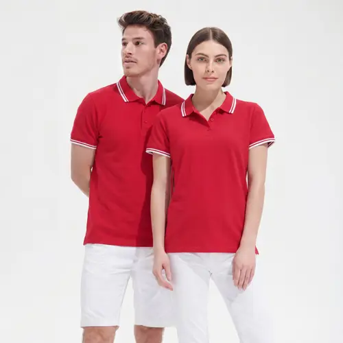 Maglietta polo SOL'S PASADENA da donna in 100% cotone pettinato ringspun con collo e giromaniche a righe in contrasto da 200gr