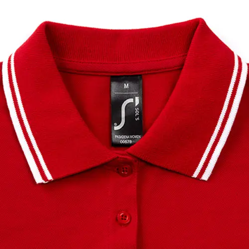 Maglietta polo SOL'S PASADENA da donna in 100% cotone pettinato ringspun con collo e giromaniche a righe in contrasto da 200gr