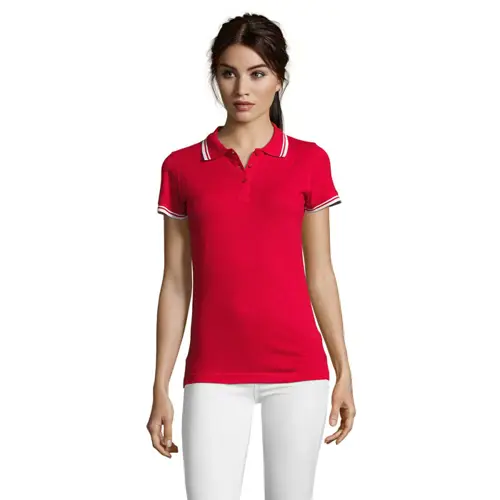 Maglietta polo da donna colori assortiti a maniche corte taglio aderente 100% cotone pettinato 200g