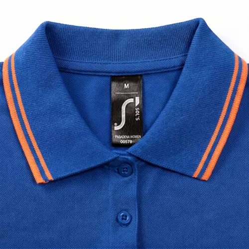 Maglietta polo SOL'S PASADENA da donna in 100% cotone pettinato ringspun con collo e giromaniche a righe in contrasto da 200gr