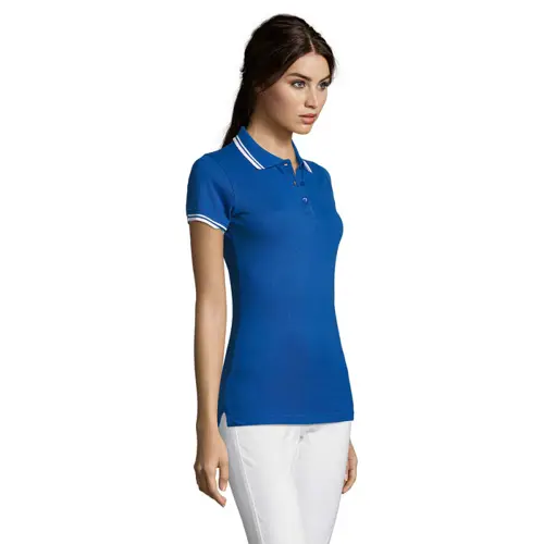 Maglietta polo da donna colori assortiti a maniche corte taglio aderente 100% cotone pettinato 200g
