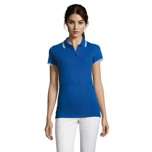 Maglietta polo da donna colori assortiti a maniche corte taglio aderente 100% cotone pettinato 200g