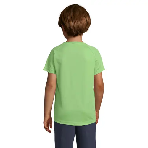 T-shirt da bambino unisex sportiva colori assortiti a girocollo in poliestere traspirante 140gr