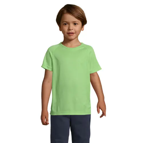 T-shirt da bambino unisex sportiva colori assortiti a girocollo in poliestere traspirante 140gr