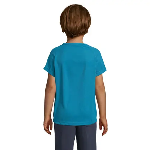 T-shirt da bambino unisex sportiva colori assortiti a girocollo in poliestere traspirante 140gr