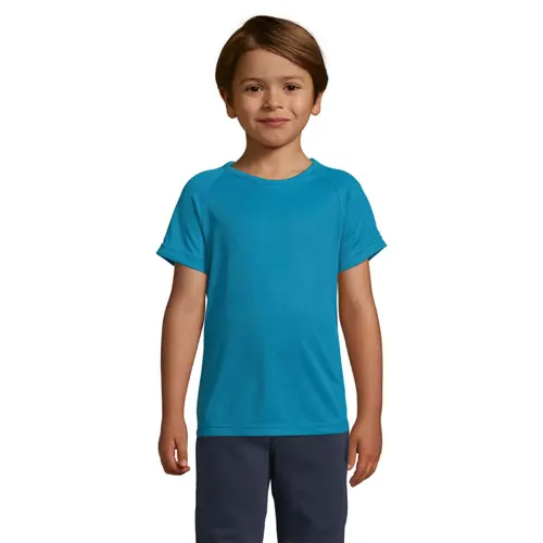 T-shirt da bambino unisex sportiva colori assortiti a girocollo in poliestere traspirante 140gr