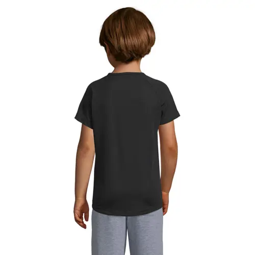 T-shirt da bambino unisex sportiva colori assortiti a girocollo in poliestere traspirante 140gr