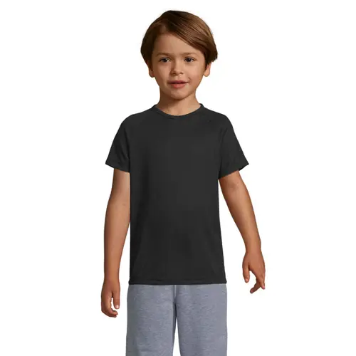 T-shirt da bambino unisex sportiva colori assortiti a girocollo in poliestere traspirante 140gr
