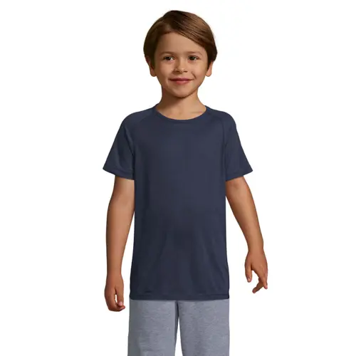 T-shirt da bambino unisex sportiva colori assortiti a girocollo in poliestere traspirante 140gr