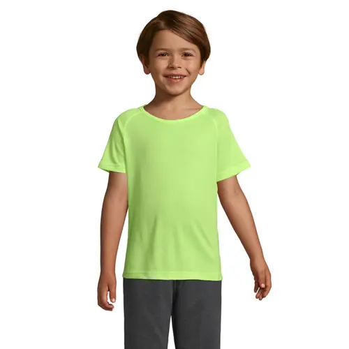 T-shirt da bambino unisex sportiva colori assortiti a girocollo in poliestere traspirante 140gr