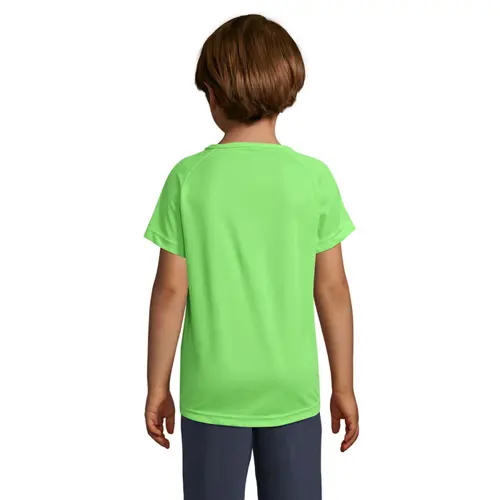 T-shirt da bambino unisex sportiva colori assortiti a girocollo in poliestere traspirante 140gr