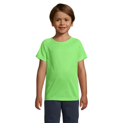 T-shirt da bambino unisex sportiva colori assortiti a girocollo in poliestere traspirante 140gr