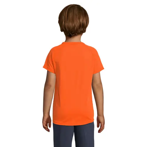 T-shirt da bambino unisex sportiva colori assortiti a girocollo in poliestere traspirante 140gr