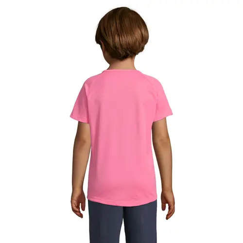 T-shirt da bambino unisex sportiva colori assortiti a girocollo in poliestere traspirante 140gr